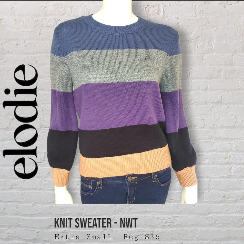 Elodie Multi-Stripe Knit Long Sleeved Sweater Women's Size Extra Small